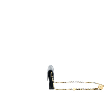 Chanel Pearl Crush Mini Flap Belt Bag with Chain Lambskin Black Brushed GHW