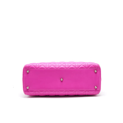 DIOR LARGE LADY DIOR LAMBSKIN BAG IN HOT PINK