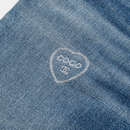 Chanel size 34 coco chanel print denim jeans Cotton blue