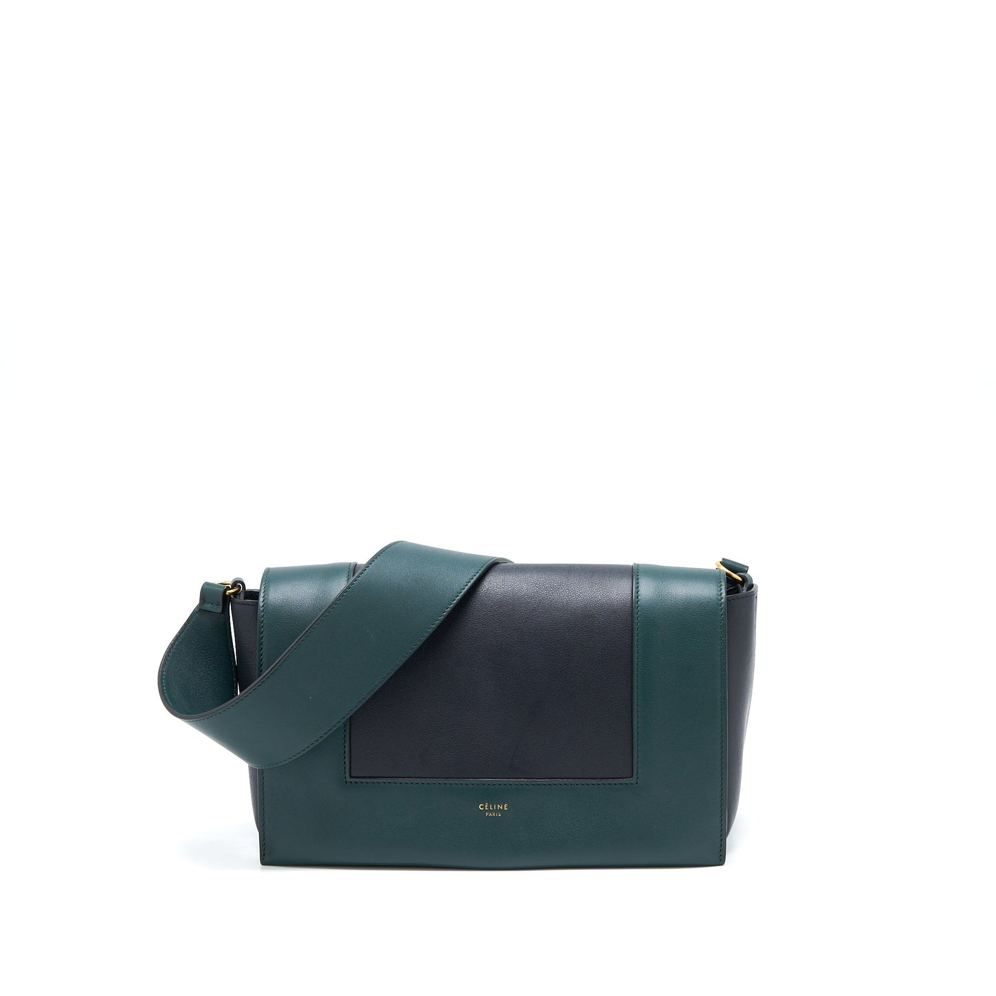 Celine Frame Purse Calfskin Navy/Dark Green