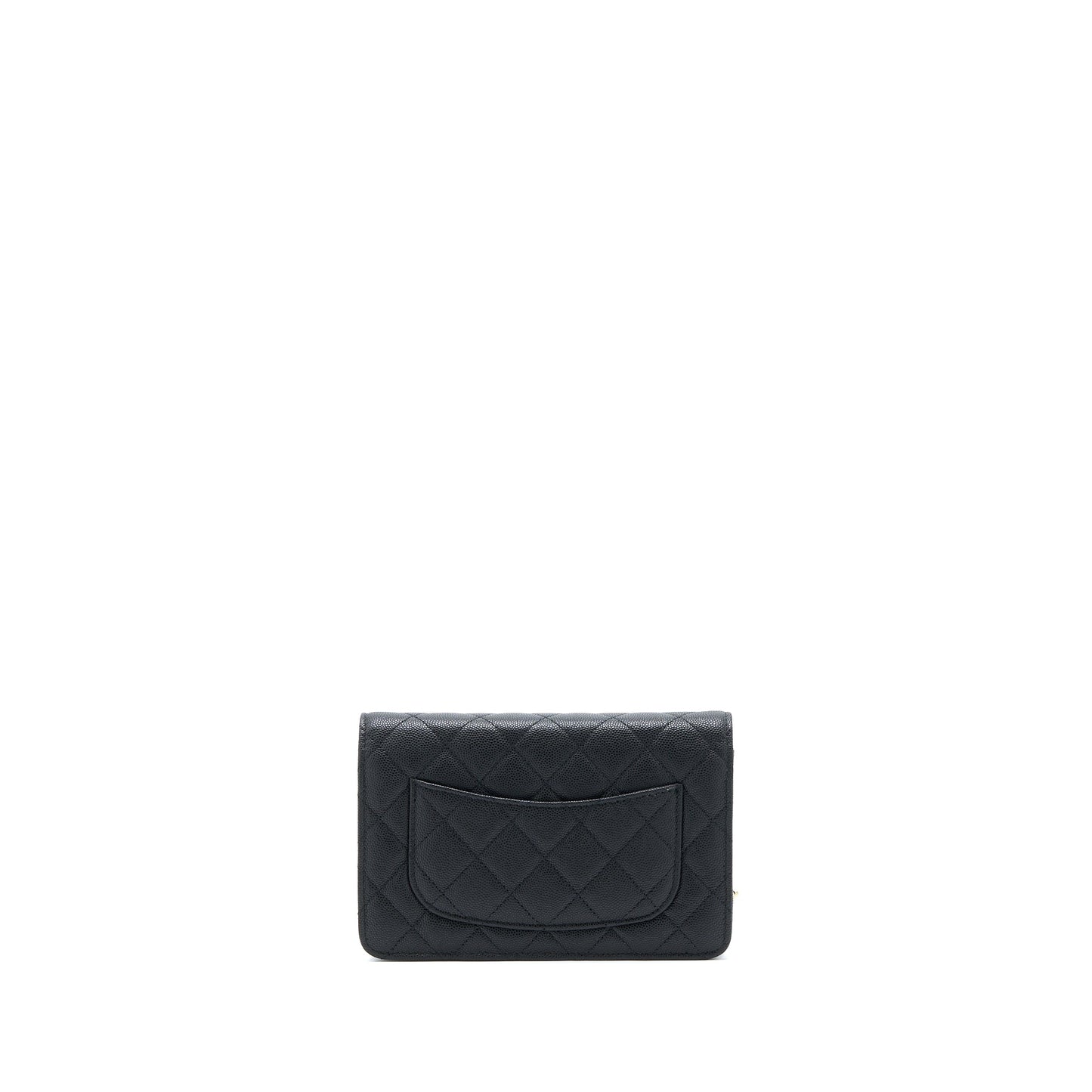 Chanel 23C Giant CC Logo Wallet on Chain Caviar Black LGHW (Microchip)