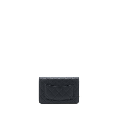 Chanel 23C Giant CC Logo Wallet on Chain Caviar Black LGHW (Microchip)