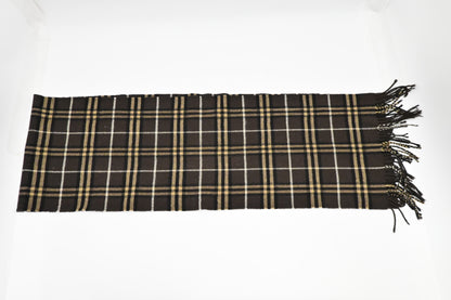 Burberry Scarf in Dark Brown Checked Merino Wool and Cashmere