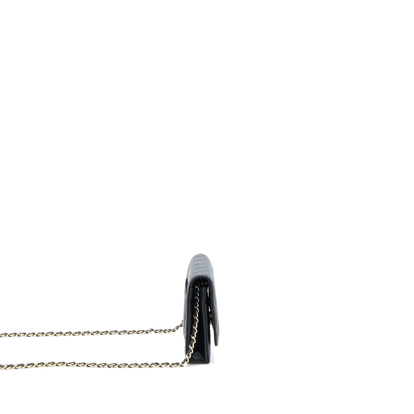 Chanel 23C Giant CC Logo Wallet on Chain Caviar Black LGHW (Microchip)