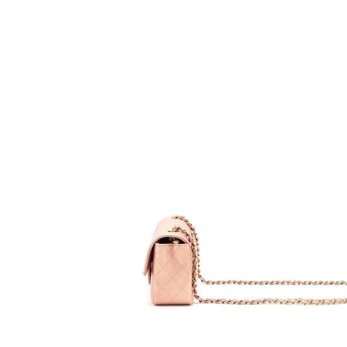 Chanel 21S Mini Rectangular Flap Bag Metallic Grained Lambskin OmbrÃ© Rose Gold LGHW