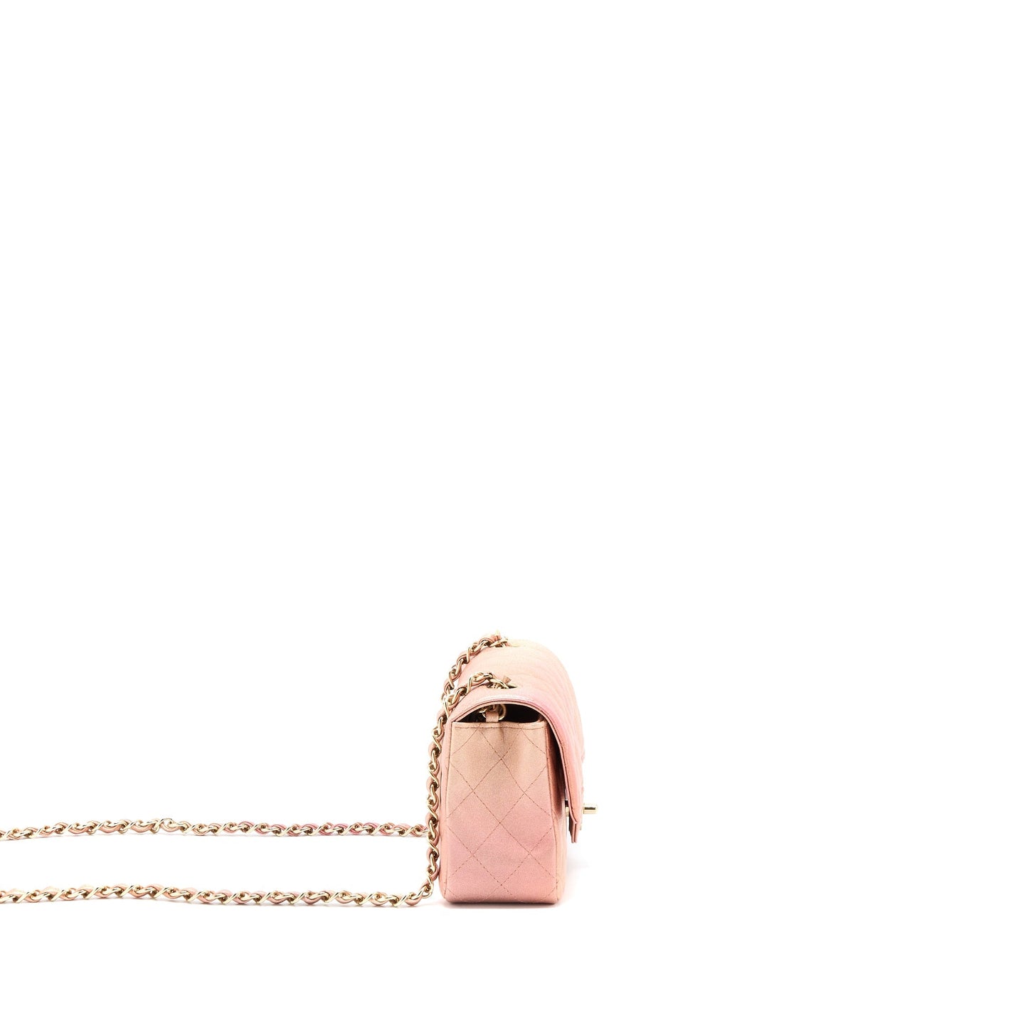 Chanel 21S Mini Rectangular Flap Bag Metallic Grained Lambskin OmbrÃ© Rose Gold LGHW
