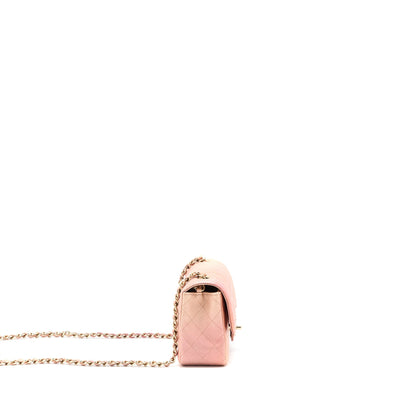 Chanel 21S Mini Rectangular Flap Bag Metallic Grained Lambskin OmbrÃ© Rose Gold LGHW