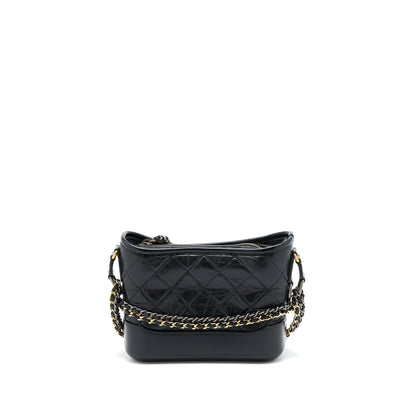 Chanel Small Gabrielle Hobo Bag Aged Calfskin Black Multicolour Hardware