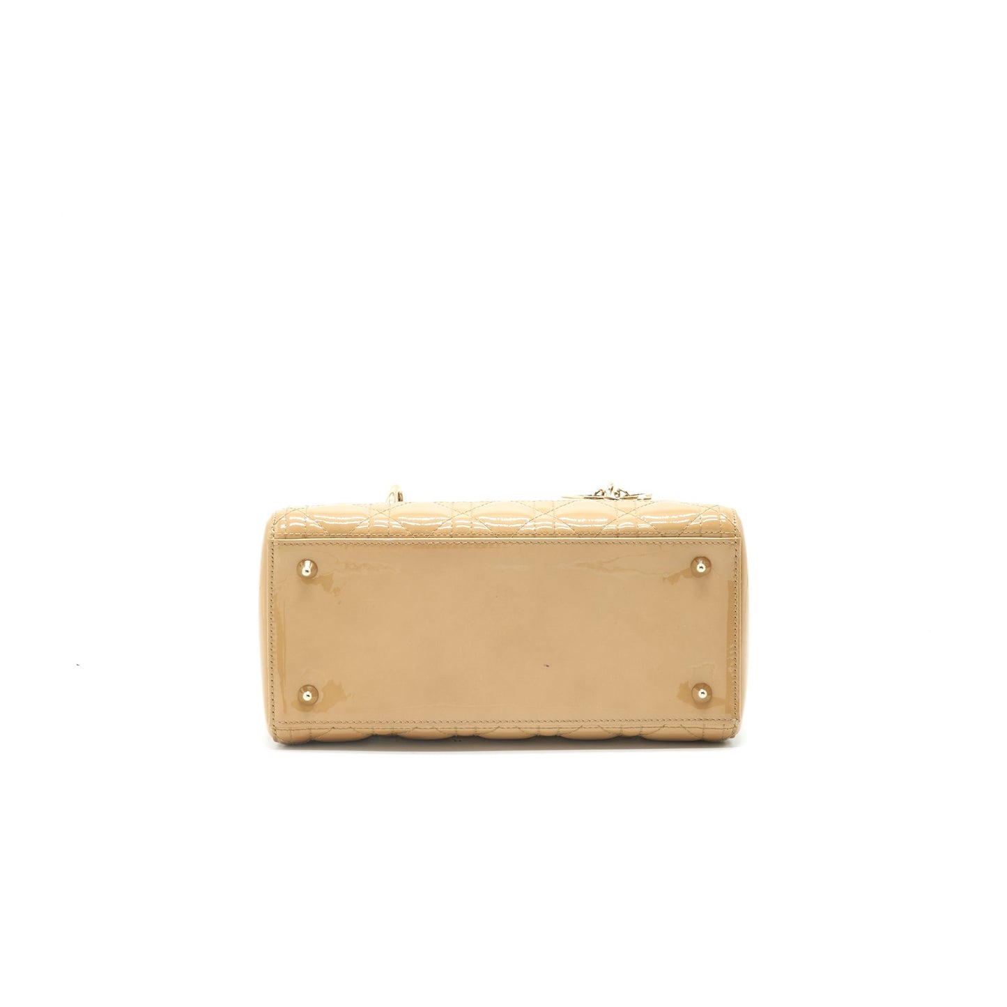 Christian Dior Medium Lady Dior Patent Leather Beige GHW