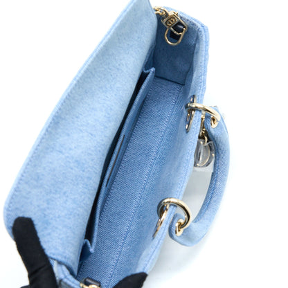 Dior Small Lady D-Joy Purse Macrocannage Denim Blue