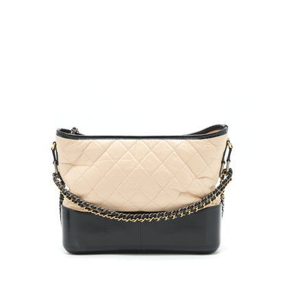 Chanel Large Gabrielle Hobo Bag Beige/Black Gold/Sliver Hardware