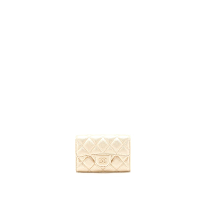 Chanel Quilted Classic Flap Card Holder Lambskin Gold LGHW