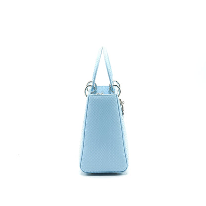 CHRISTIAN DIOR PYTHON MEDIUM LADY DIOR BAG SKYBLUE SHW WITH SMALL SCARF