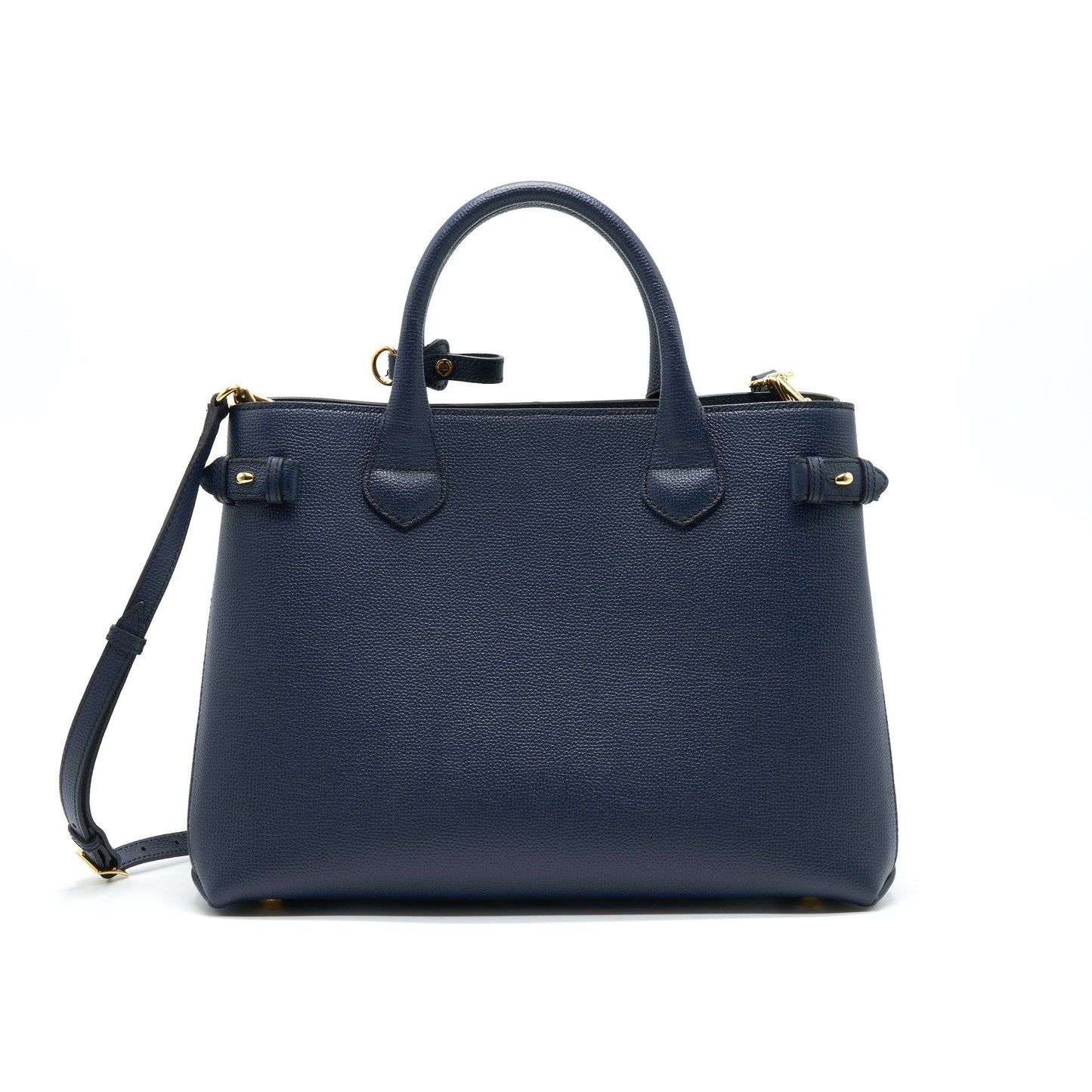 Burberry Leather/ Canvas Tote Purse Navy