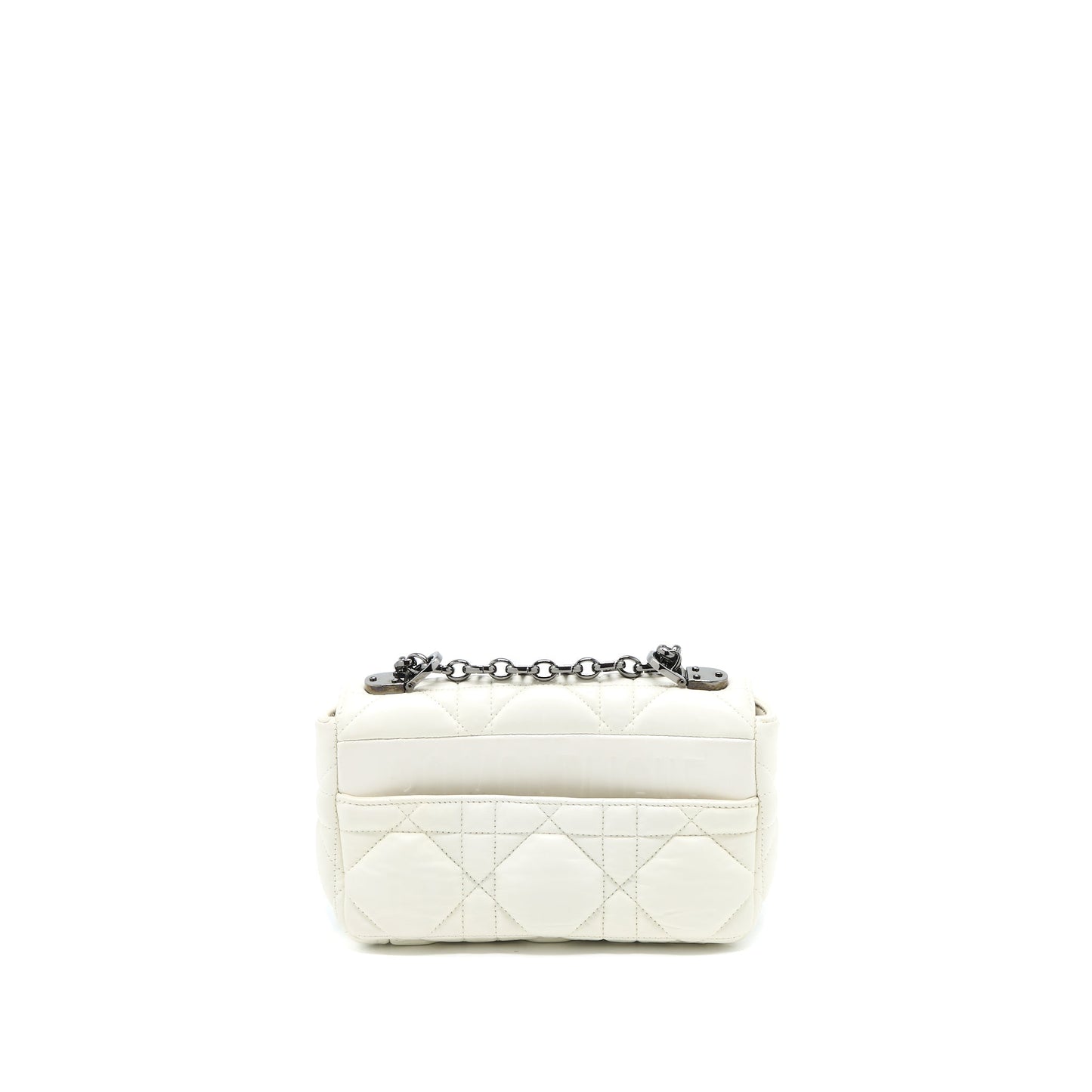 Dior Small Dior Caro Purse Latte Quilted Macrocannage Calfskin White Black Hardware