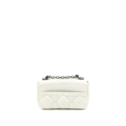 Dior Small Dior Caro Purse Latte Quilted Macrocannage Calfskin White Black Hardware
