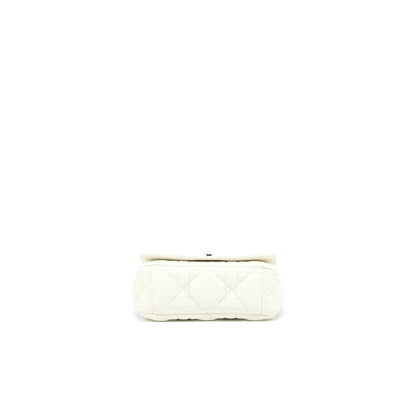Dior Small Dior Caro Purse Latte Quilted Macrocannage Calfskin White Black Hardware