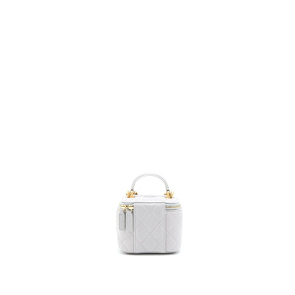 Chanel 21A Top Handle Mini Vanity with Chain Lambskin Light Grey GHW