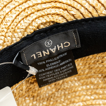 Chanel Size S 19S Letter Logo Straw Cap Brown/Black