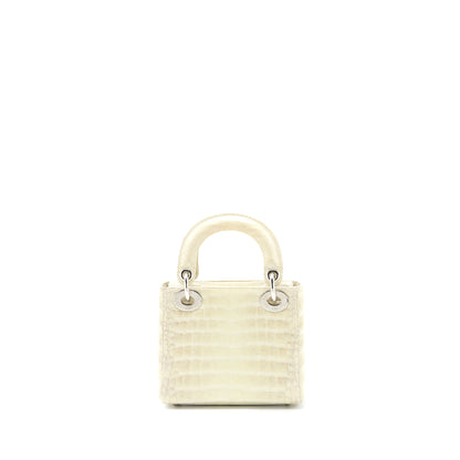 Dior Mini Lady Dior Himalayan Crocodile White