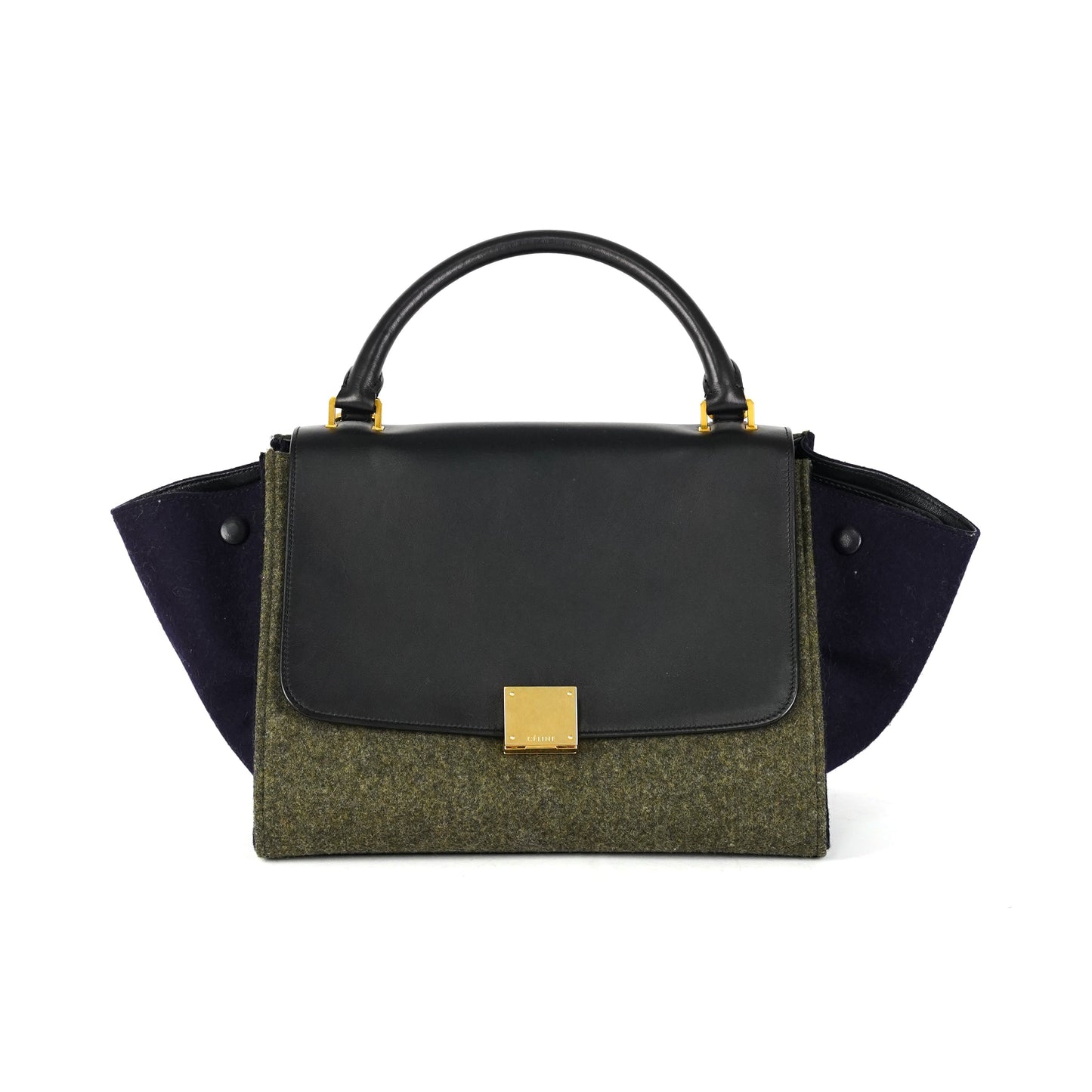 Luxury CELINE Trapeze Khaki and Navy Bag
