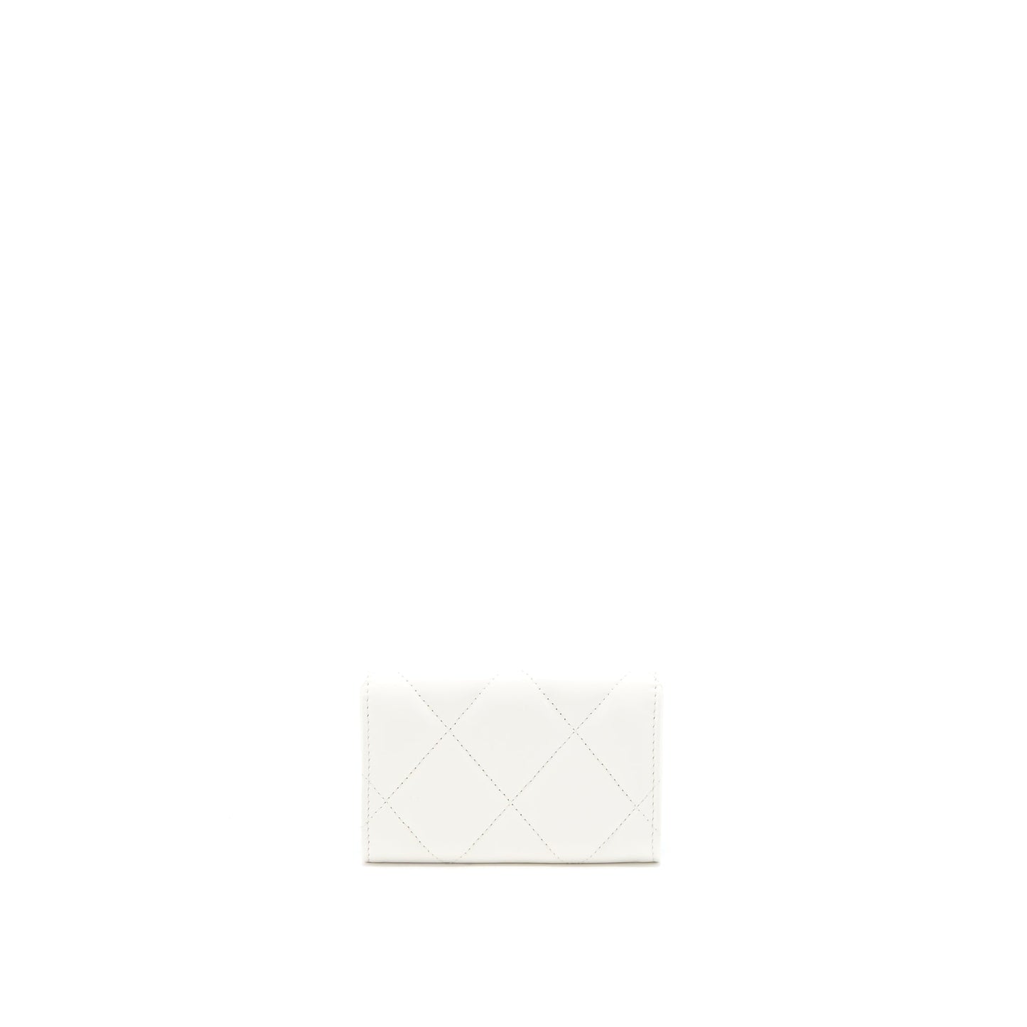 Chanel 19 Flap Card Holder Lambskin White Brushed GHW (Microchip)