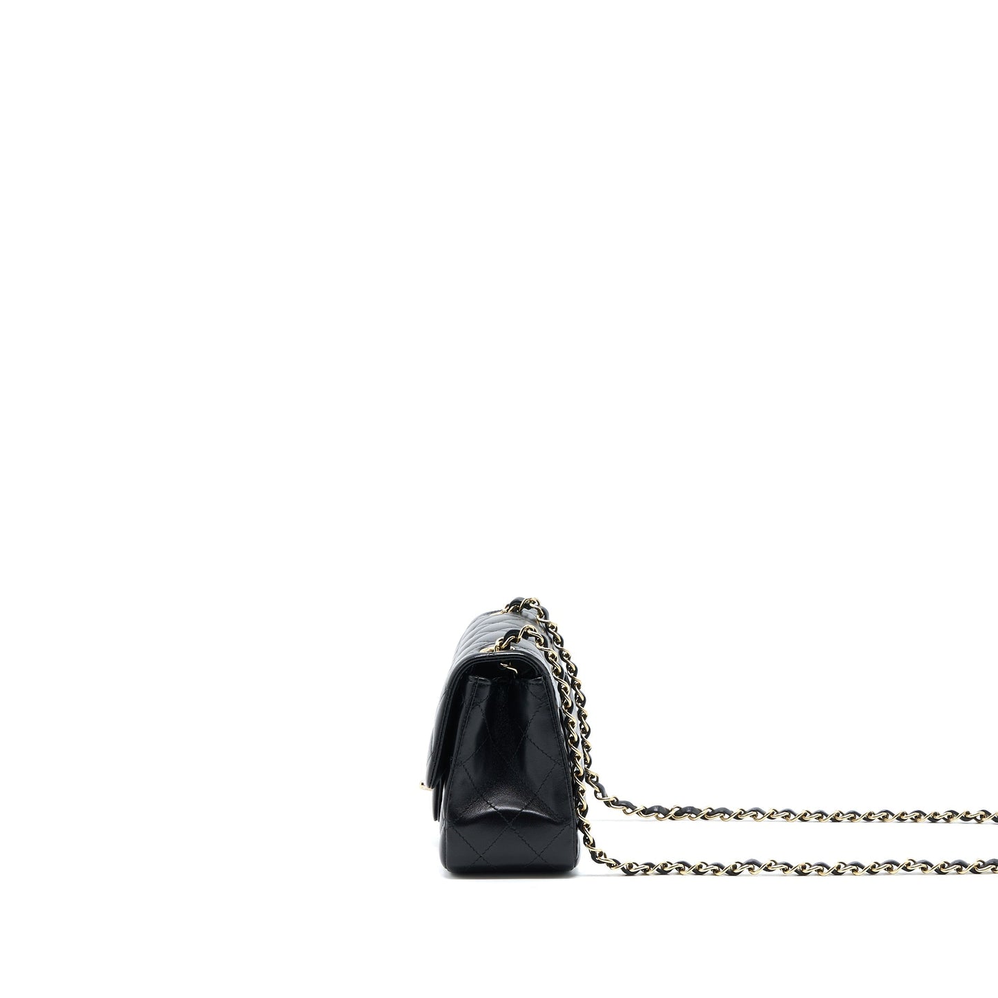 Chanel Mini Square Flap Bag Lambskin Black LGHW (Microchip)