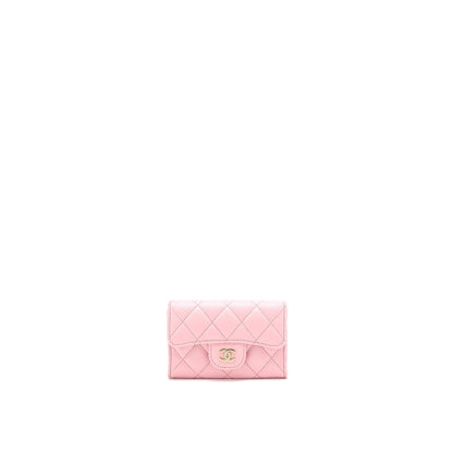 Chanel Classic Flap Card Holder Caviar Light Pink LGHW