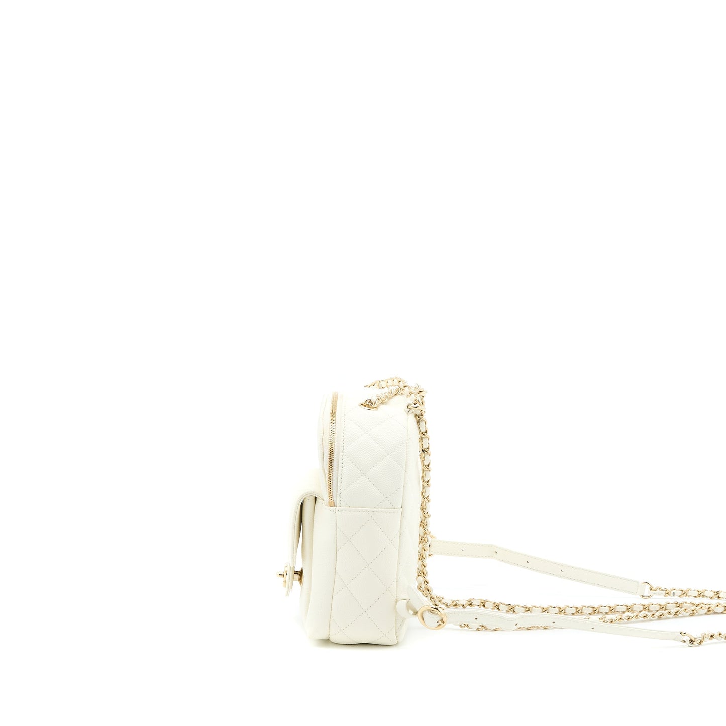 Chanel Quilted Mini CC Day Backpack Caviar White LGHW