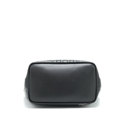 Chanel Eyelet Logo Calfskin Tote Bag Black/ Blue SHW