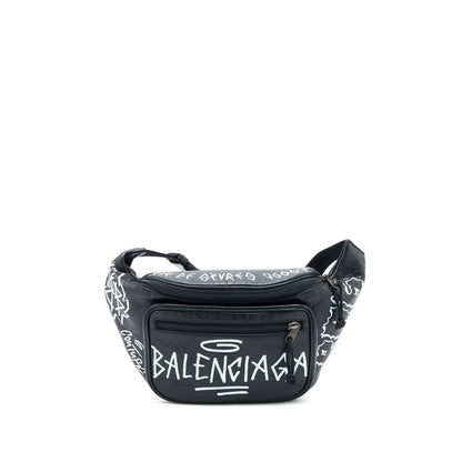 Balenciaga Graffiti Waist Purse Leather Black Ruthenium Hardware