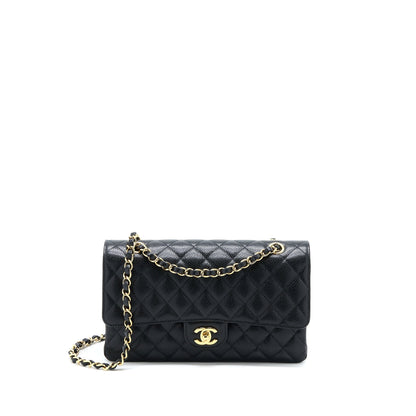 Chanel Medium Classic Double Flap Bag Caviar Black GHW (Microchip)