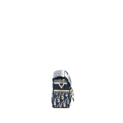 Dior Small Diorcamp Purse Blue Oblique Embroidery