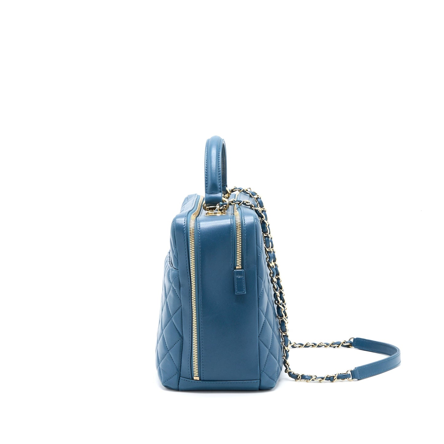 Chanel Quilted Large Trendy CC Bowling Bag Lambskin Blue LGHW