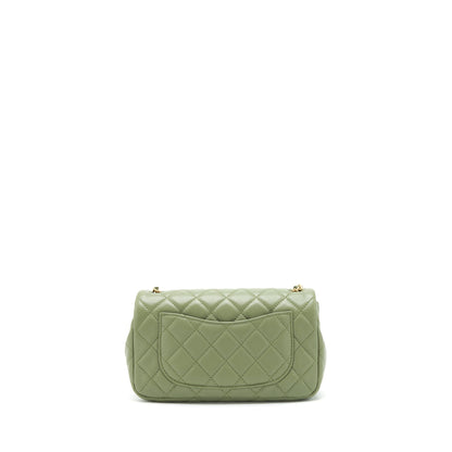 Chanel Pearl Crush Mini Rectangular Flap Bag 21B Lambskin Green GHW