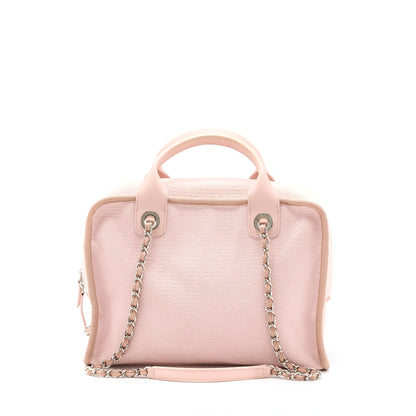 Chanel Deauville Bowling Bag Canvas/Leather Light Pink SHW