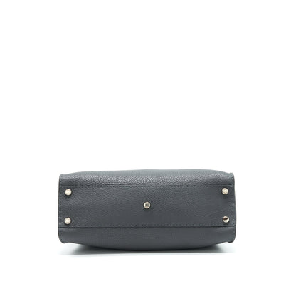 Fendi Grained Calfskin Medium Peekaboo Tote Purse Dark Grey