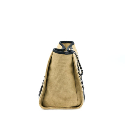 Chanel Deauville Tote Canvas Dark Beige SHW