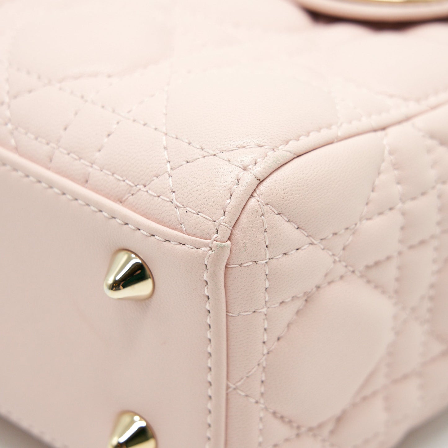 CHRISTIAN DIOR SMALL LADY DIOR LIGHT PINK LAMBSKIN GHW
