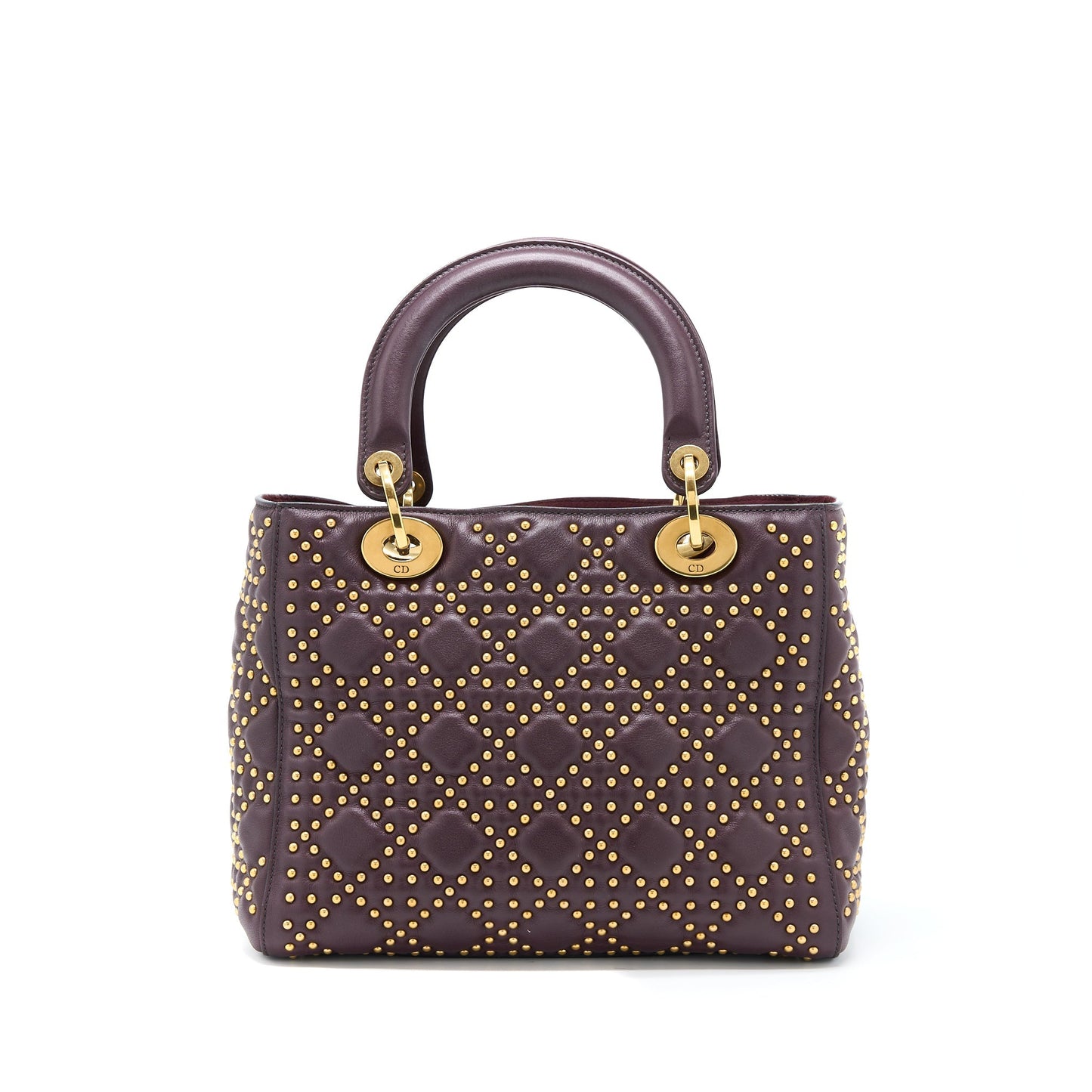 Dior Medium Lady Dior Rock-Stud Calfskin Dark Red