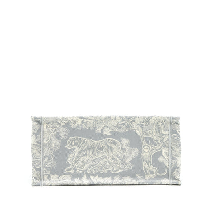 Dior Small Book Tote Gray Toile de Jouy Reverse Embroidery with an extra Small scarf