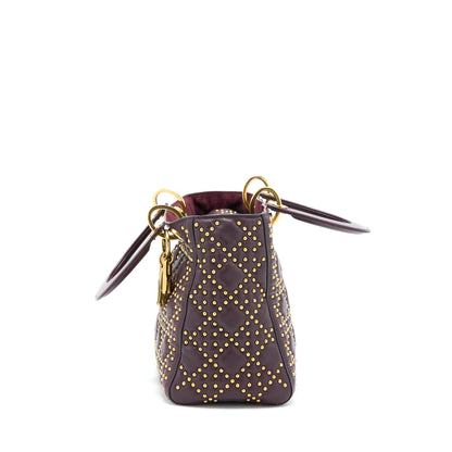 Dior Medium Lady Dior Rock-Stud Calfskin Dark Red
