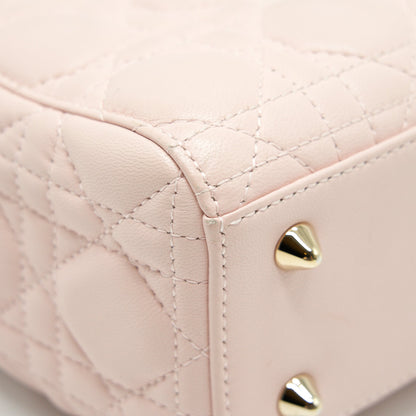 CHRISTIAN DIOR SMALL LADY DIOR LIGHT PINK LAMBSKIN GHW