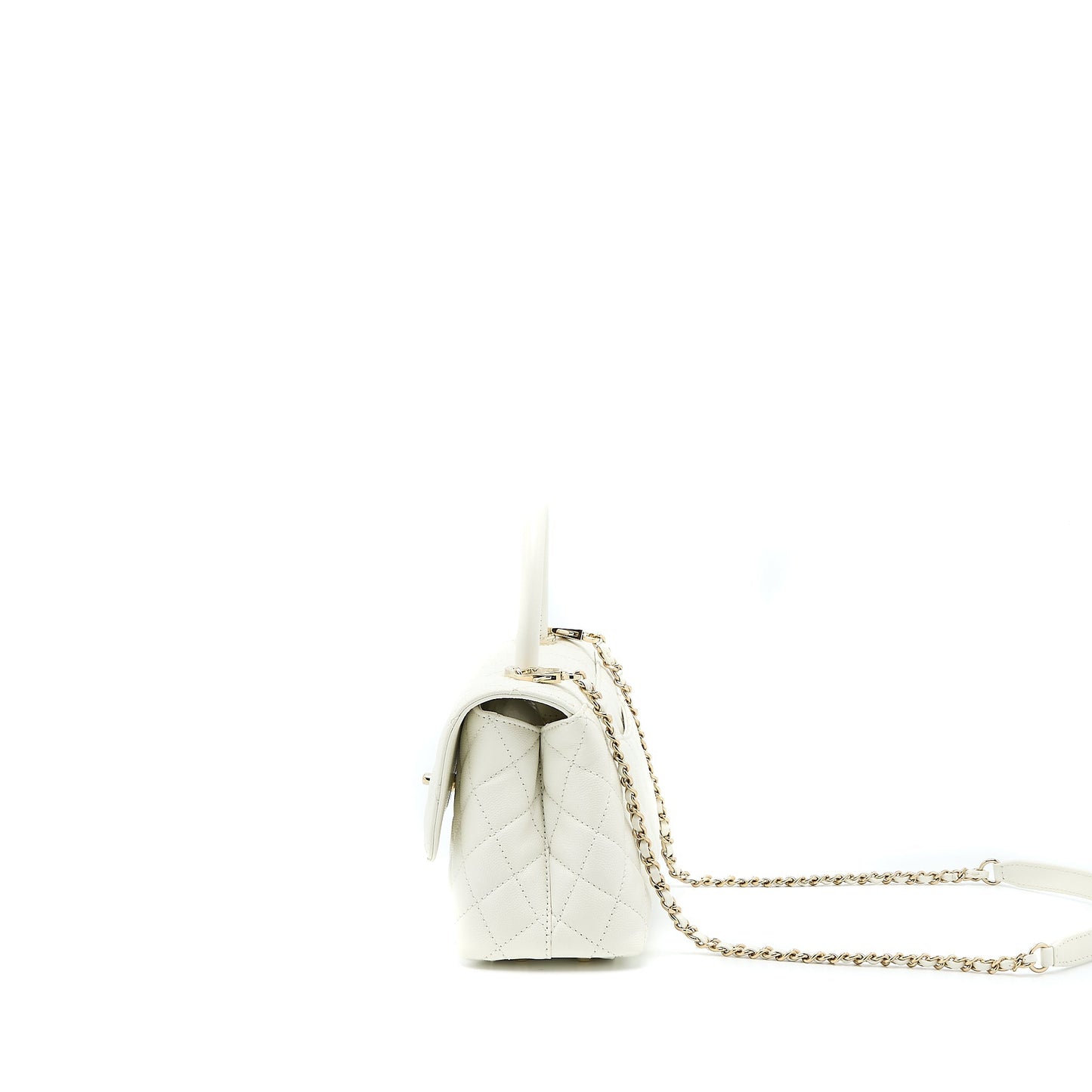 Chanel Small Coco Handle Caviar White LGHW (Microchip)