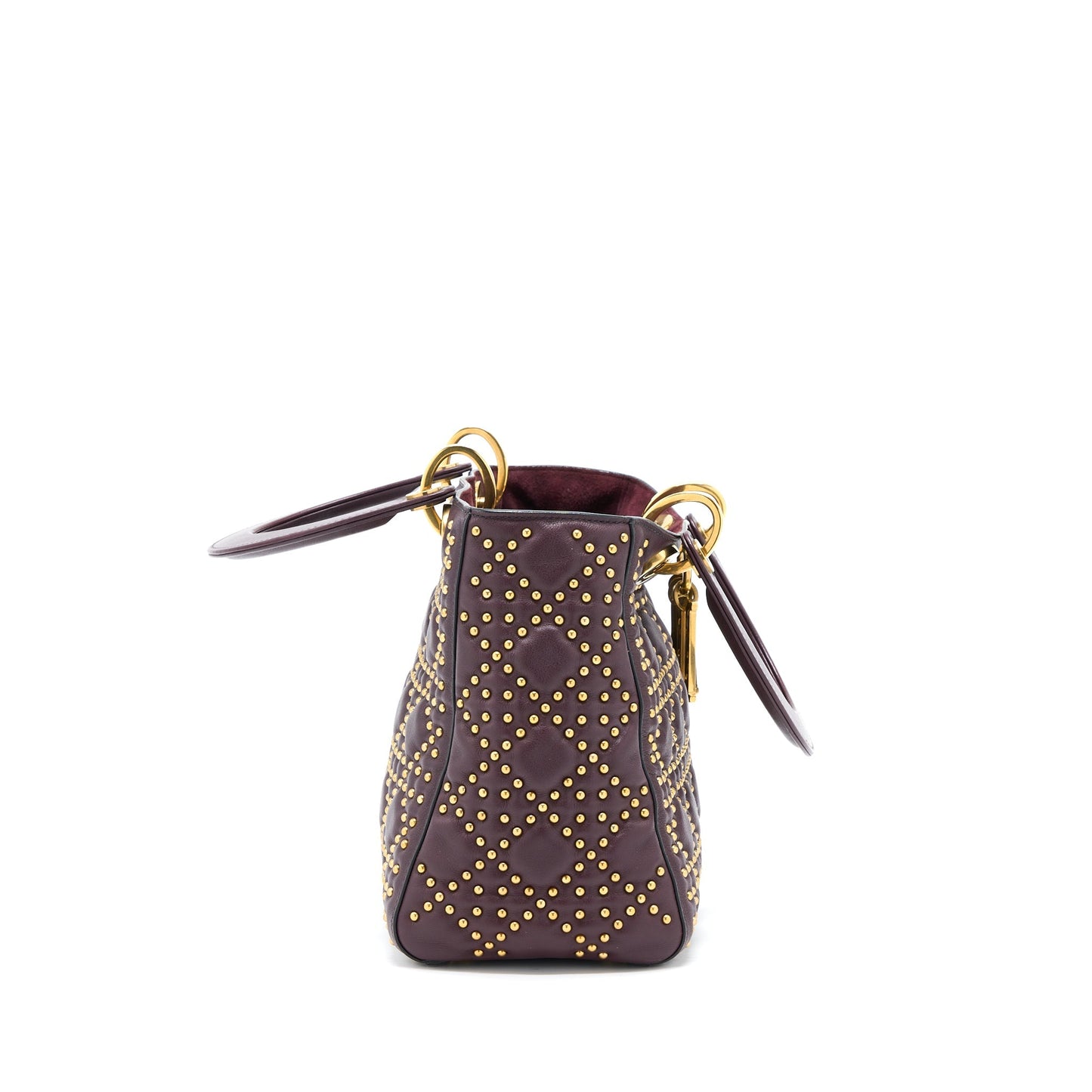 Dior Medium Lady Dior Rock-Stud Calfskin Dark Red