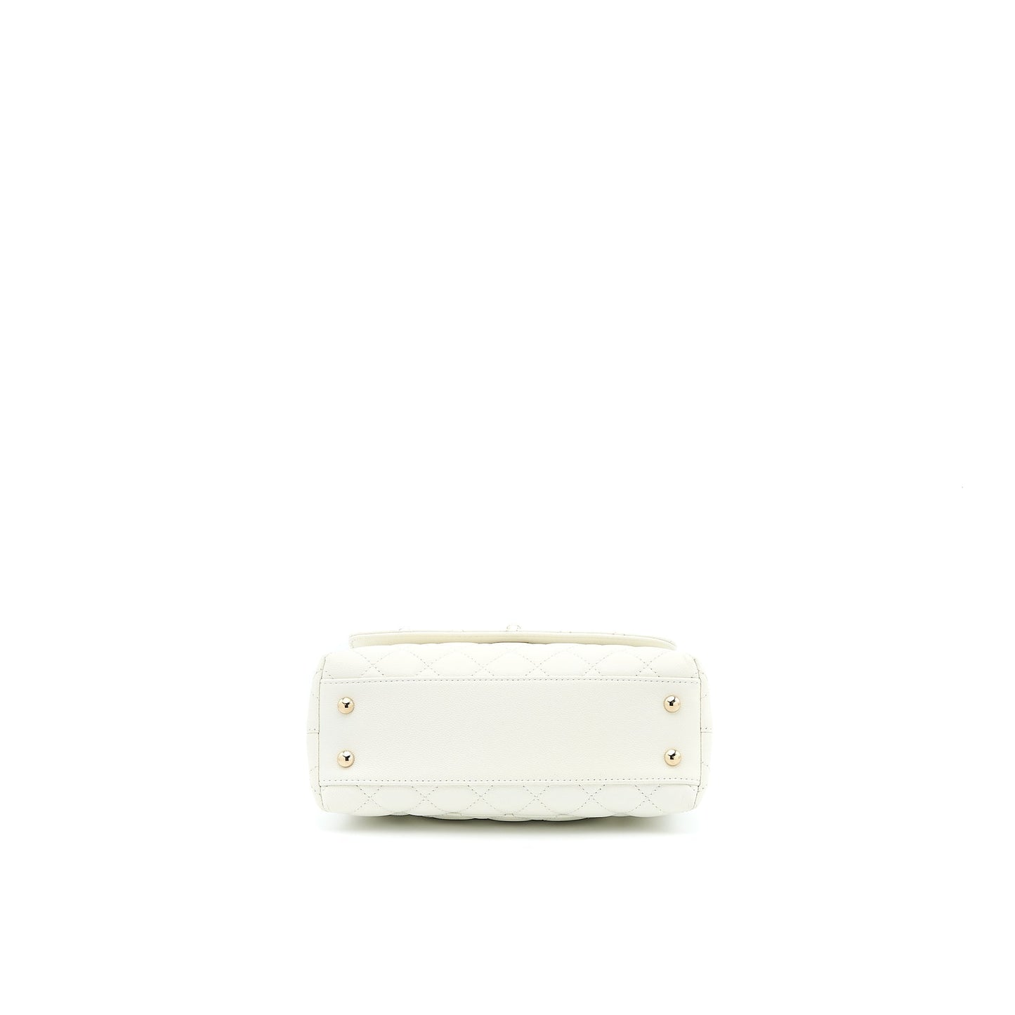 Chanel Small Coco Handle Caviar White LGHW (Microchip)