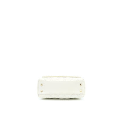 Chanel Small Coco Handle Caviar White LGHW (Microchip)