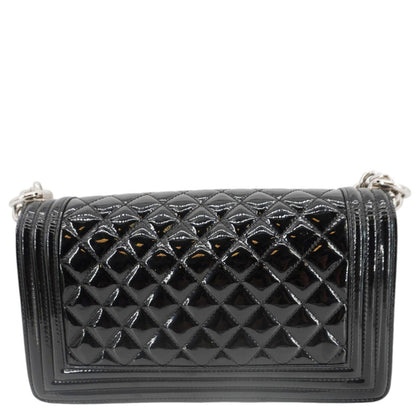 CHANEL Boy Flap Medium Plexiglass Patent Leather Crossbody Bag Black