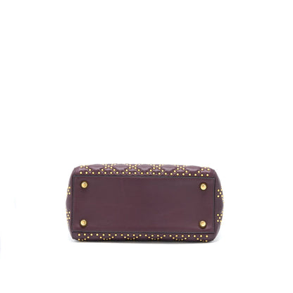 Dior Medium Lady Dior Rock-Stud Calfskin Dark Red