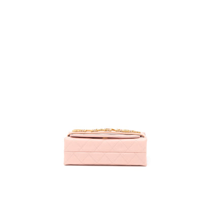 Chanel Front Logo Flap Bag Calfskin Pink Brushed GHW